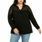 Style & Co Women's Crochet-Yoke Top Black Size Small