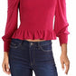 Bar III Women's Smocked Square-Neck Top Red Size Small