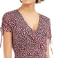 Bar III Women's Printed Ruffled Mini Dress Dark Red Size 12