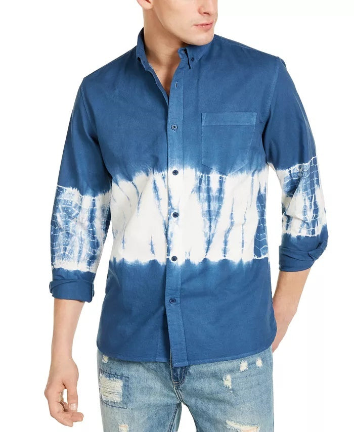 Sun + Stone Men's Horizon Tie Dye Shirt Navy Size Medium