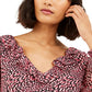 Bar III Women's Ditsy Print Low Back Ruffled Top Red Size XX-Large
