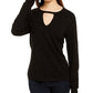 INC International Concepts Women's Embellished Keyhole Sweater Black Size Medium