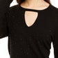 INC International Concepts Women's Embellished Keyhole Sweater Black Size Medium