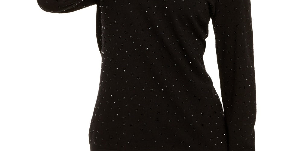 INC International Concepts Women's Embellished Keyhole Sweater Black Size Medium