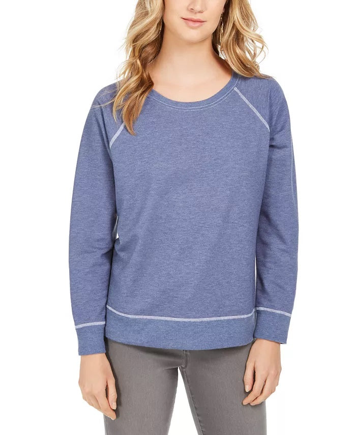 Style & Co Women's Contrast Stitched Sweatshirt Purple Size Large