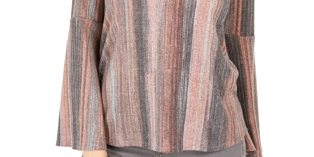 Style & Co Women's Striped Bell Sleeve Top Pink Size Medium