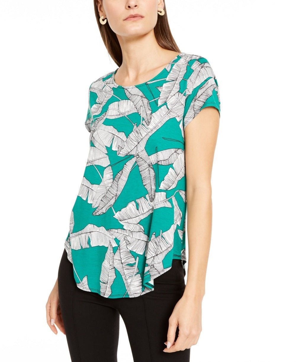Alfani Women's Printed T Shirt Green Size XX-Large