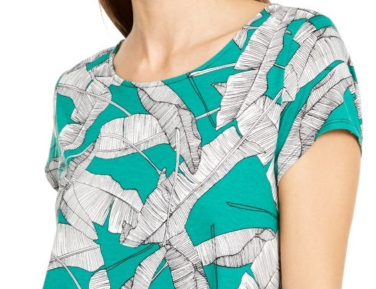 Alfani Women's Printed T Shirt Green Size XX-Large