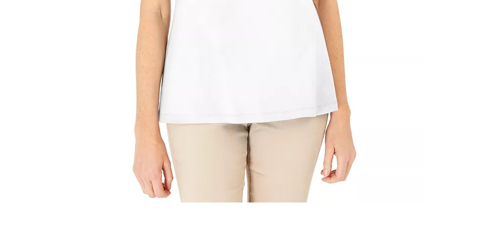 Karen Scott Women's Cotton Crochet Front Top White Size X-Small