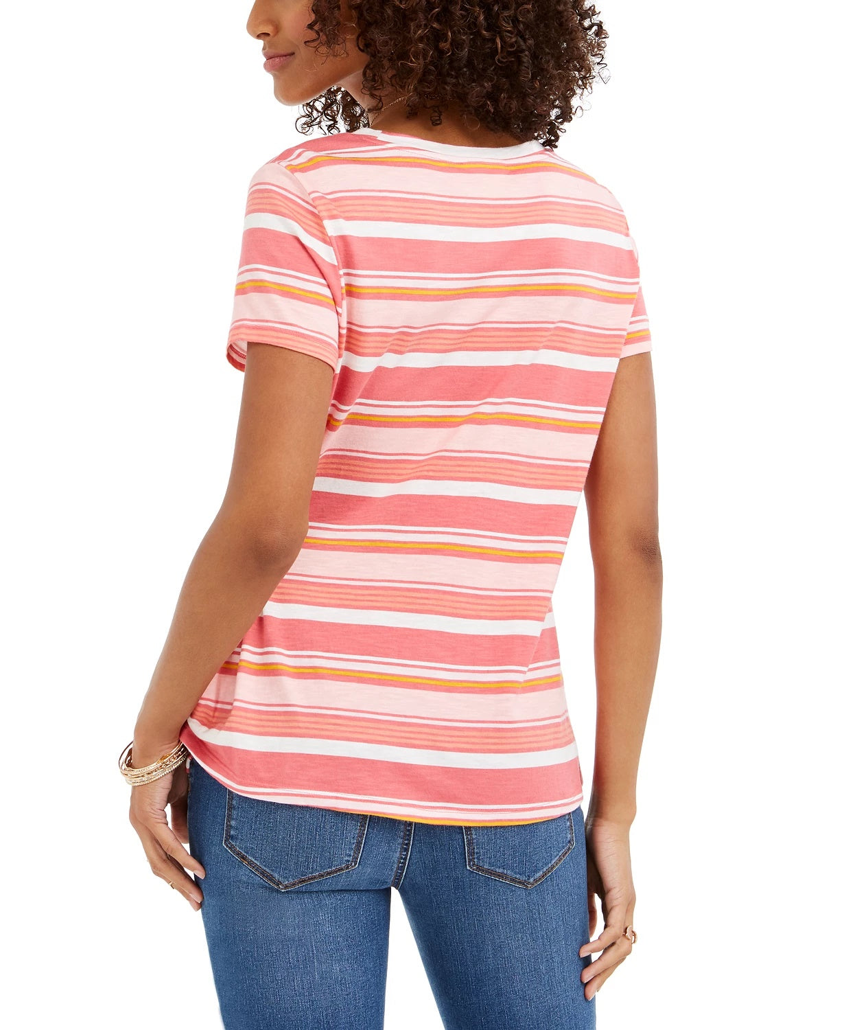 Style & Co Women's Striped Tie-Side Top Bright Pink Size Medium