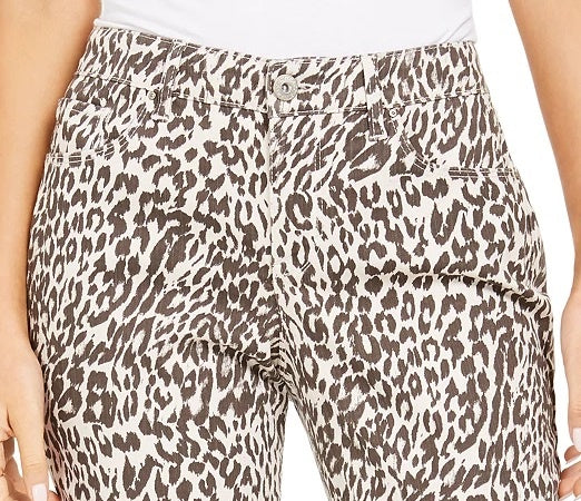 Style & Co Women's Curvy Printed Skinny Jeans Rustcopper Size 6