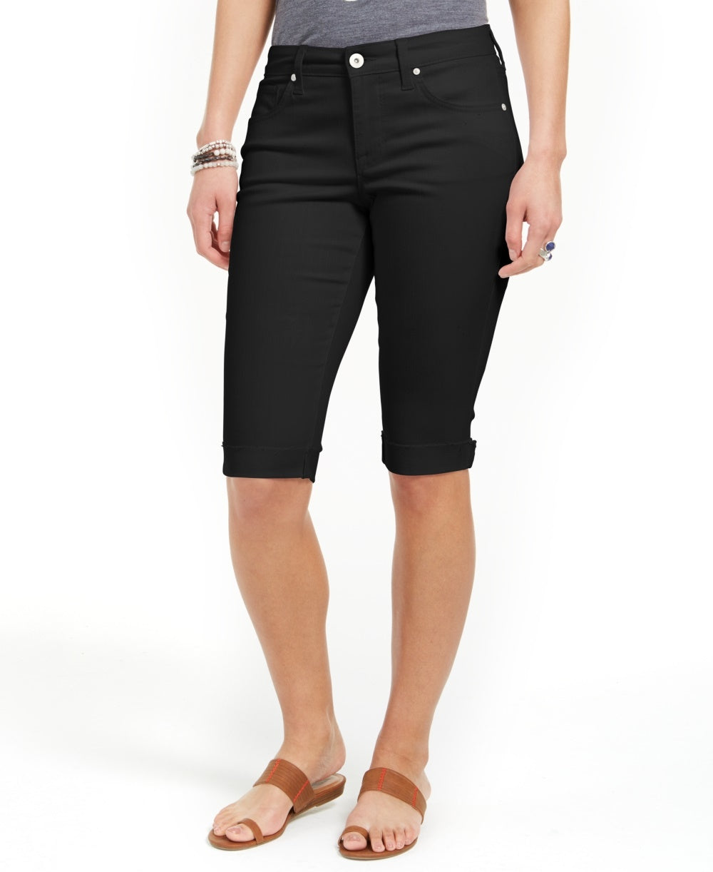 Style & Co Women's Cuffed Skimmer Denim Shorts Black Size 6