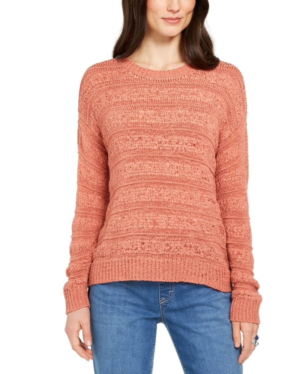 Style & Co Women's Petite Tape-Yarn Pullover Sweater Orange Size Petite Small