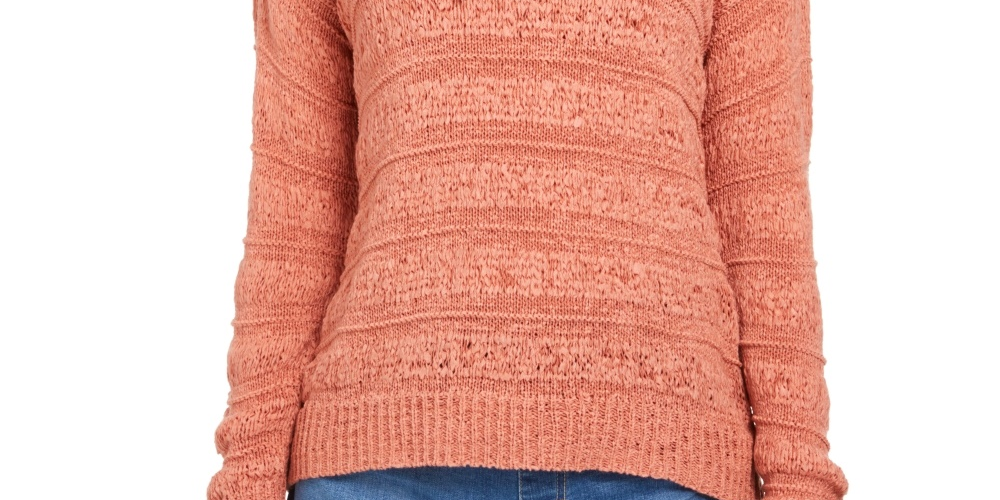 Style & Co Women's Petite Tape-Yarn Pullover Sweater Orange Size Petite Small