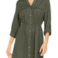 Style & Co Women's Solid Utility Shirtdress Green Size XX-Large