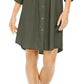 Style & Co Women's Solid Utility Shirtdress Green Size XX-Large