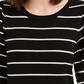 Maison Jules Women's Striped Puff Sleeve Sweater  Black Size X-Small
