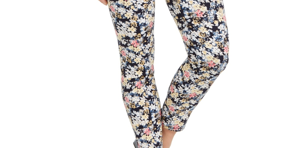 Charter Club Women's Floral Printed Bristol Skinny Ankle Jeans Blue Size 10 Petite