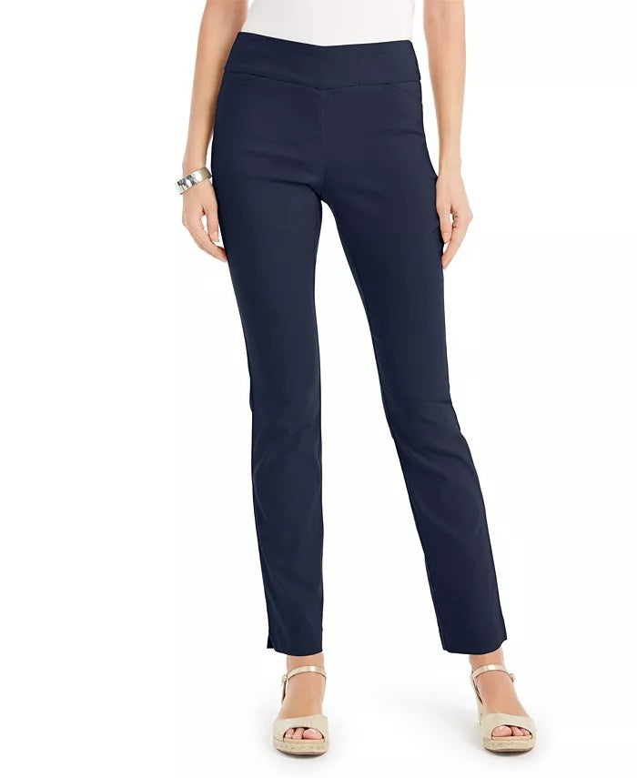Charter Club Women's Cambridge Straight-Leg Pants Blue Size 4