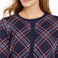 Charter Club Women's Plaid Cardigan Sweater Blue Size Large
