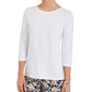 Charter Club Women's 3/4-Sleeve Printed Top White Size XX-Large