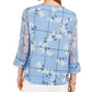 Charter Club Women's Printed Split Sleeve Knit Tunic Top Blue Size X-Large