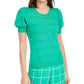 Maison Jules Women's Green Pouf Crew Neck T-Shirt Top Dark Green Size X-Small