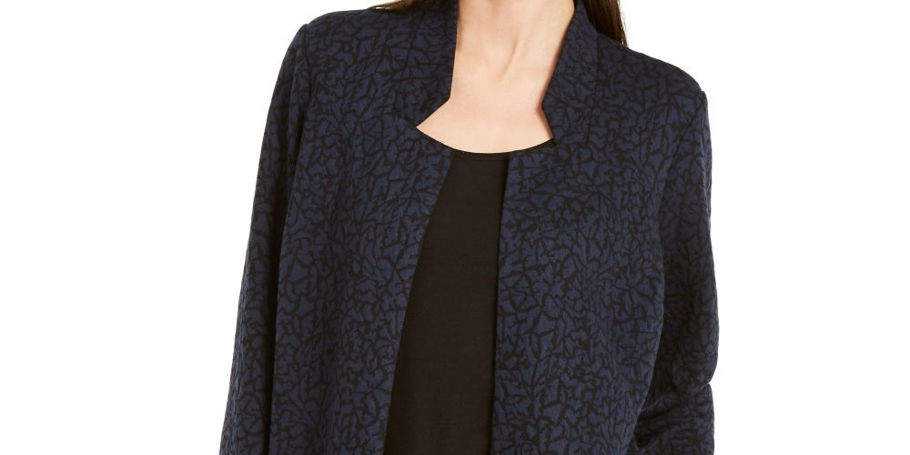 Alfani Women's Open Front Jacquard Jacket Black Size  Petite Medium