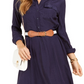 Charter Club Women's Jacquard Dot Button Front Belted Dress Blue Size X-Large