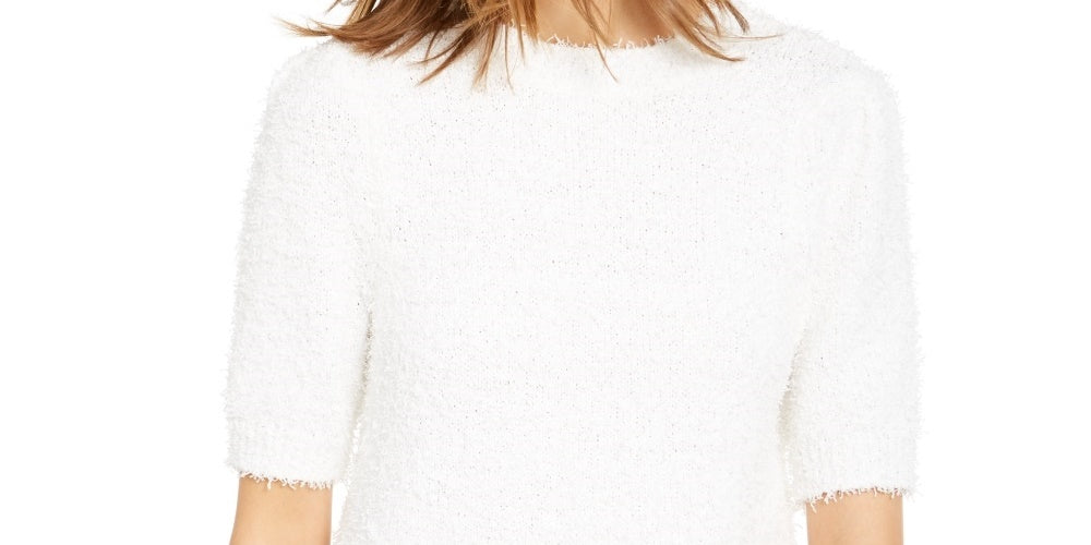 INC International Concepts Women's Short-Sleeve Puff Sweater White Size XX-Large