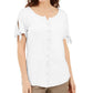 Karen Scott Women's Button Front Top White Size Small