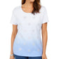 Karen Scott Women's Daisy-Shine Scoop-Neck Top Blue Size Large