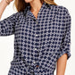 Charter Club Women's Printed Tie-Front Woven Top Blue Size Medium