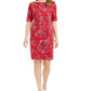 Karen Scott Women's Printed Boat Neck Dress Red Size Small