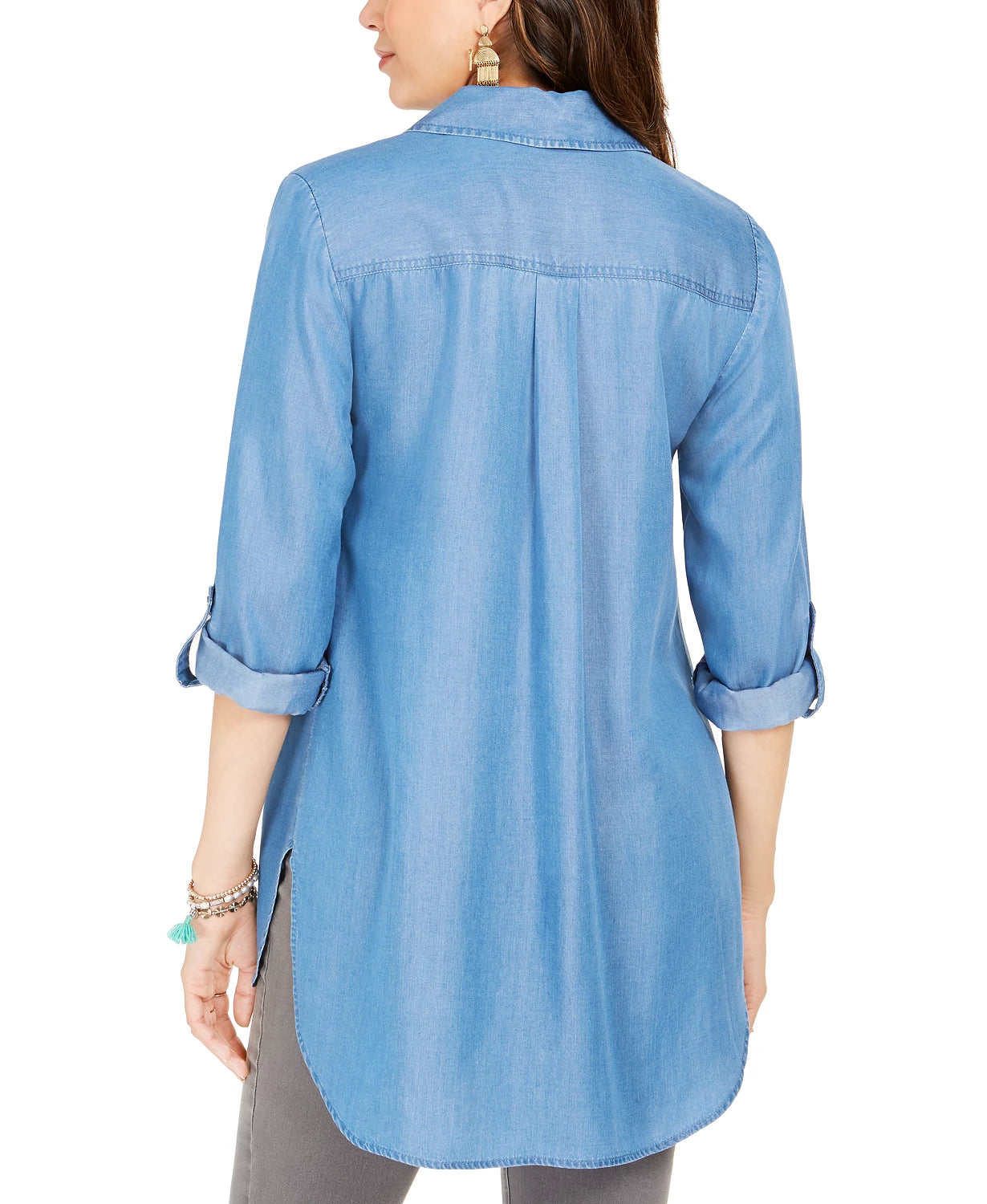 Style & Co Women's Tab-Sleeve Tunic Blue Size Large