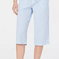 Karen Scott Women's Cotton Seersucker Capri Pants Blue Size Small