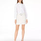 INC International Concepts Women's Belted Tweed A-Line Skirt White Size 0