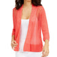 Alfani Women's Mixed-Stitch Open-Front Linen-Blend Cardigan Red Size XX-Large