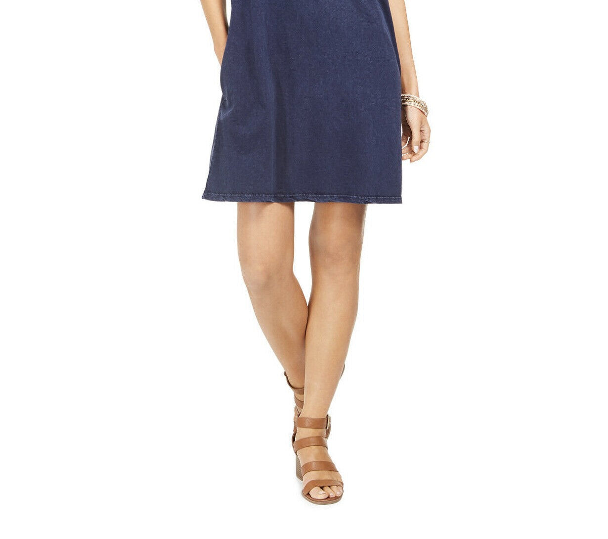 Style & Co Women's One-Pocket T-Shirt Dress Blue Size Small