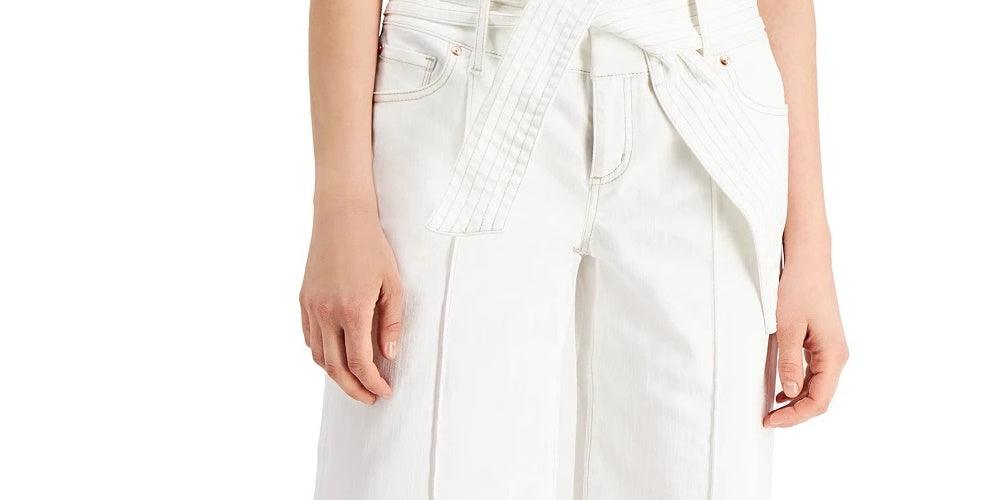 INC International Concepts Women's Tie Waist Culotte Pants White Size 6