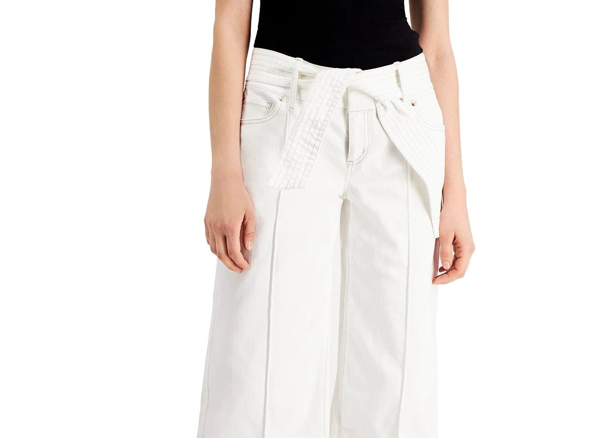 INC International Concepts Women's Tie-Waist Culotte Pants White Size 0