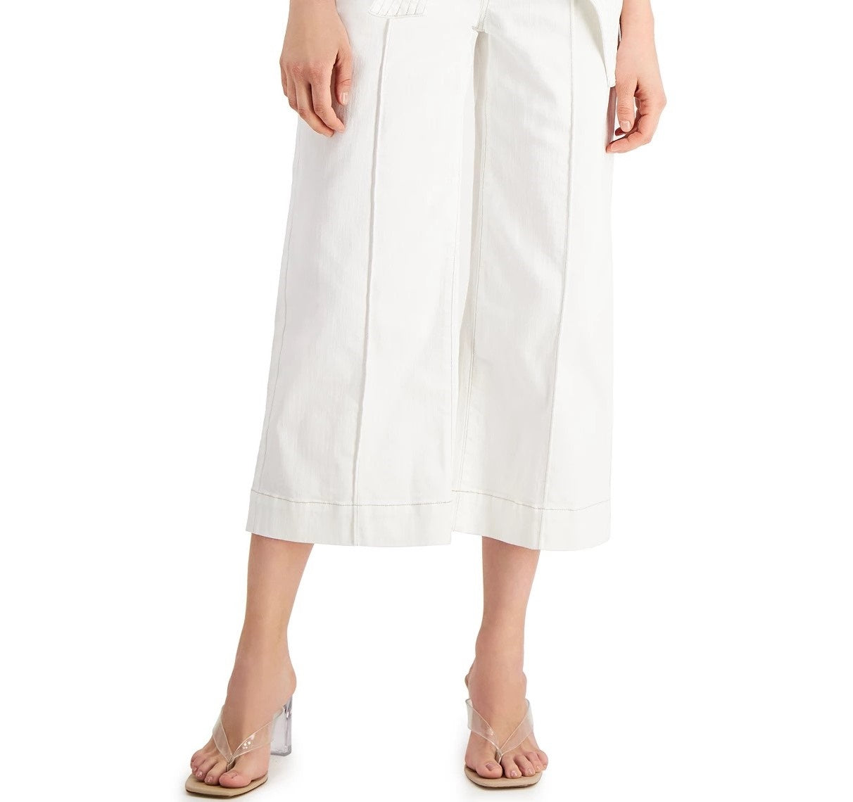 INC International Concepts Women's Tie-Waist Culotte Pants White Size 0