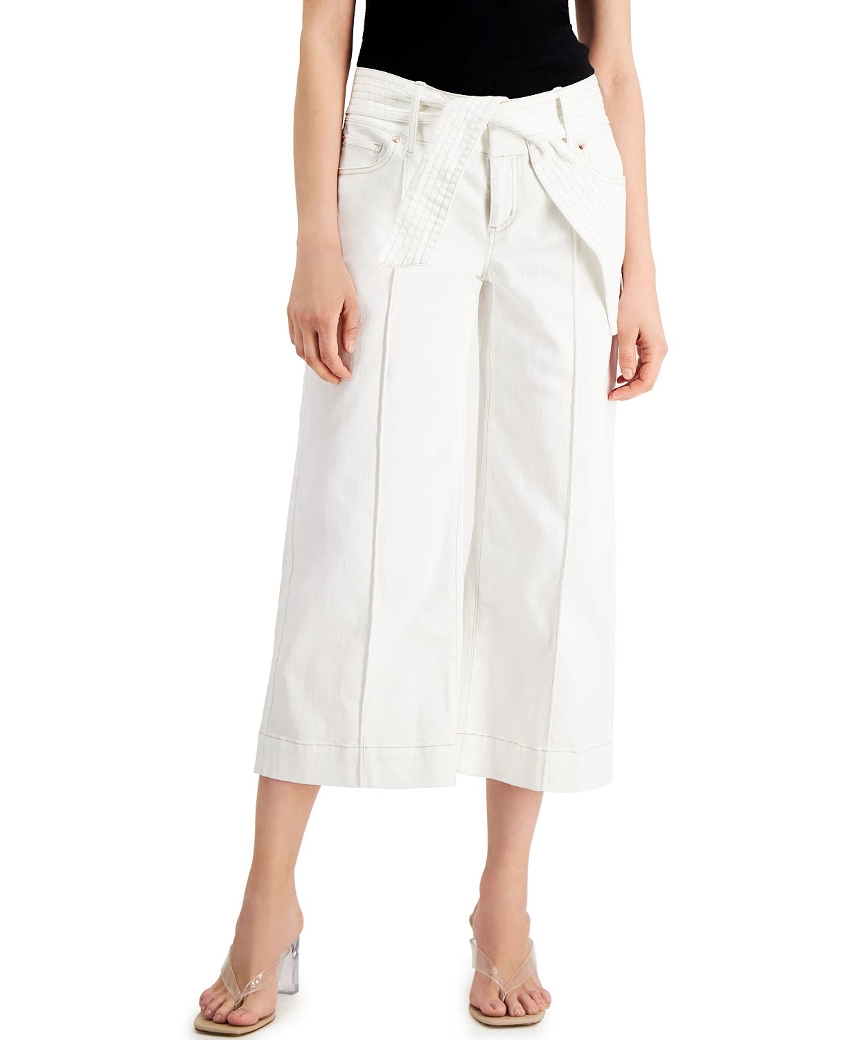 INC International Concepts Women's Tie-Waist Culotte Pants White Size 2