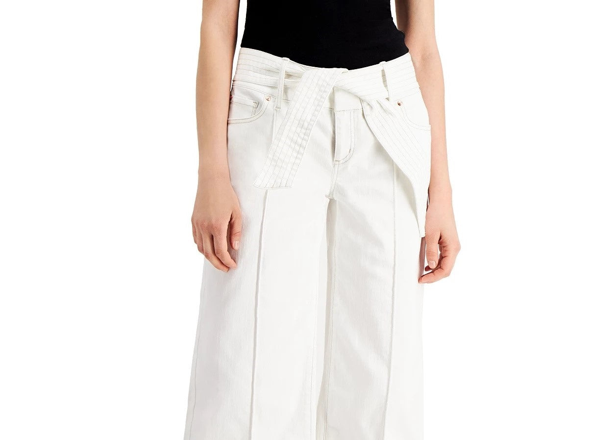 INC International Concepts Women's Tie-Waist Culotte Pants White Size 2