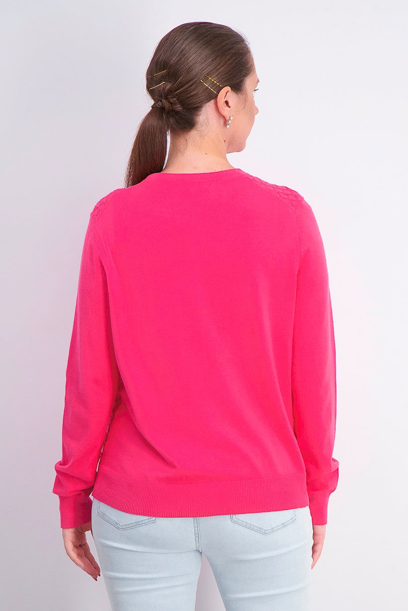 Charter Club Women's Peacock-Stitch Cardigan Dark Pink Size Small