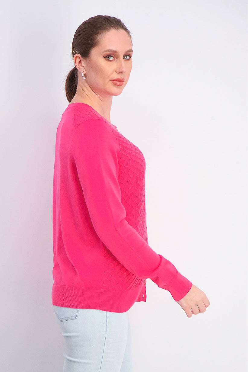 Charter Club Women's Peacock-Stitch Cardigan Dark Pink Size Small
