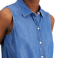 Charter Club Women's Cotton Tie Hem Sleeveless Shirt Blue Size 12