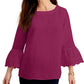 Charter Club Women's Eyelet Bell Sleeve Top Red Size Large