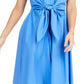 Charter Club Women's Cotton Tie Waist Fit & Flare Dress Blue Size 10