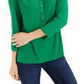 Charter Club Women's 3/4 Sleeve Printed Polo Top Bright Green Size Medium